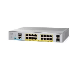 Cisco 16x 10/100/1000 Ethernet PoE+ ports and 120W PoE budget, 2x 1G SFP uplinks with external PS